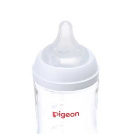1号仓-贝亲 母乳衔接辅助 易清洗 耐热玻璃奶瓶 M号 240ml Pigeon  母乳实感系列 防胀气 宽口径 