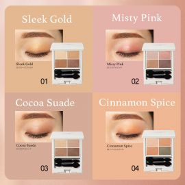 1号仓-Naturaglace 天然矿物质植物持妆 四色珠光眼影盘 4.3g【NO04肉桂色保质期到2026-10-31】【NO01丝滑金色保质期到2026-11-30】