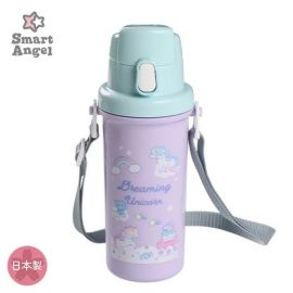 1号仓-西松屋 抗菌材质 宽口结构 一键开盖 儿童直饮水杯 600ml 独角兽图案 Smart Angel 耐温性 附可调式肩背带 方便清洗
