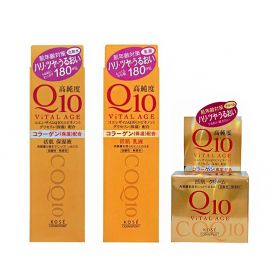 1号仓-高丝ViTAL AGE 高保湿紧肤 高纯度Q10活肌护肤套装 化妆水180ml+乳液180ml+面霜40g KOSE 深层滋润角质平衡肌肤水油 【寒冷地区慎拍，易冻结】