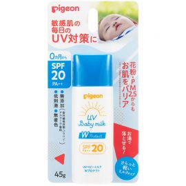 1号仓-贝亲 防晒防花粉PM2.5 宝宝UV双重保护防晒霜 SPF20 PA++ 45g Pigeon 敏感肌用 婴儿防晒霜 