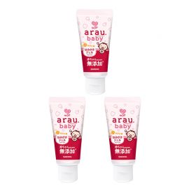 1号仓-arau亲皙 初生婴儿专用 天然精油牙膏 橘子香味 35g 3个装 saraya 无研磨剂 无起泡剂  无人工香料 无防腐剂 天然