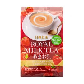 2号仓-日东红茶 醇香浓郁丝滑口感速溶冲饮 草莓味皇家奶茶 14g×8包 3个装 福冈县甜王草莓搭配北海道产全脂奶粉