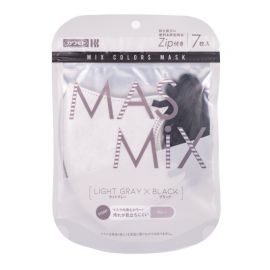 1号仓-川本产业MASMIX 立体小颜透气3D 成人彩色撞色口罩 浅灰×黑色 7片/包
