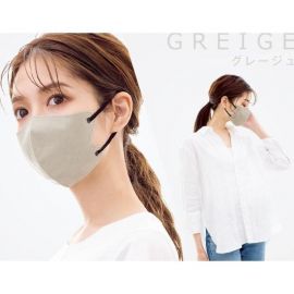 1号仓-La Bella 时尚撞色耳绳 3D小颜立体口罩 亚麻灰色＋黑色  13号  10片 CICIBELLA 可阻挡飞沫花粉灰尘