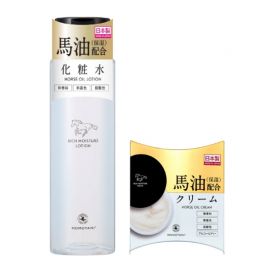 1号仓-桃谷顺天馆 RICH MOISTURE 马油精华化妆水 150ml＋精华乳霜 30g 化妆水水润清爽不粘腻 乳霜保湿锁水防止肌肤干燥【寒冷地区慎拍，易冻结】