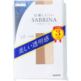 【取扱中止】1号仓-GUNZE郡是 SABARINA不易勾丝连裤袜丝袜 轻薄透明 防静电 M~L 自然米色 3双