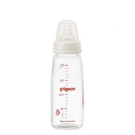 1号仓-贝亲 标准口径不易倒翻 婴儿耐热玻璃奶瓶 细长型 200ml Pigeon 瓶盖可防灰尘附着