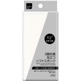 1号仓-松本清 matsukiyo 银离子抗菌 3层抗菌起泡厨房清洁软海绵 1个 白色