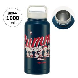1号仓-斯凯达 大容量 双层结构设计 保温保冷 不锈钢保温杯 1000ml 1个 史努比打棒球图案 Skater 广口设计 冷热皆宜 旋盖式带手柄瓶盖