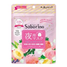 【停产】1号仓-BCL Saborino 无酒精温和保湿 蜜桃芦荟晚安面膜 5片 5效合1 懒人免洗面膜 