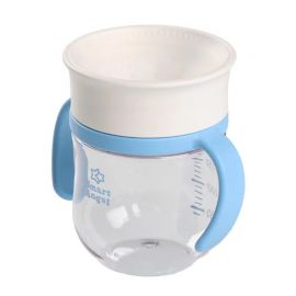 1号仓-西松屋 饮口设计 训练独立喝水 防洒结构 宝宝用360度双耳水杯 200ml 淡蓝色款 饮水训练杯 支持洗碗机清洗 附防尘盖