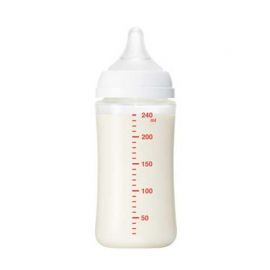 1号仓-贝亲 母乳衔接辅助 易清洗 耐热玻璃奶瓶 M号 240ml Pigeon  母乳实感系列 防胀气 宽口径 