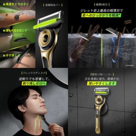 1号仓-宝洁吉列 闪耀金系列 感应贴面技术 持久锋利 角质清理 手动剃须刀套装 1套（含刀架＋替刃3个）P&G 不留死角 减少摩擦感