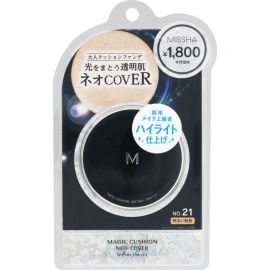 1号仓-谜尚 透明肌高光遮瑕 魔法气垫 光泽感粉底液  SPF50+ PA++++ 15g Missha 粉饼膏 积雪草 防晒底妆 珠光感