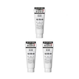 1号仓-UNO吾诺 新版 清爽控油 清除皮脂污垢 男士炭洁面洗面奶 130g 3个装 含炭粉矿物泥 清爽无油感 清透肤感