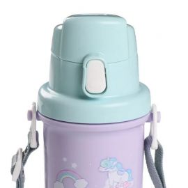 1号仓-西松屋 抗菌材质 宽口结构 一键开盖 儿童直饮水杯 600ml 独角兽图案 Smart Angel 耐温性 附可调式肩背带 方便清洗