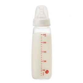 1号仓-贝亲 标准口径不易倒翻 婴儿耐热玻璃奶瓶细长型 240ml Pigeon 瓶盖可防灰尘附着