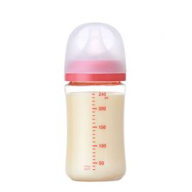 1号仓-贝亲 母乳衔接辅助 轻盈材质 PPSU塑料婴儿奶瓶 彩绘小熊图案 M号 Pigeon 240ml 母乳实感系列 防摔防胀气 易清洗 宽口径
