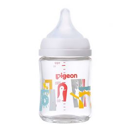 1号仓-贝亲 母乳衔接辅助 易清洗 耐热玻璃奶瓶 动物园图案 160ml Pigeon 母乳实感系列 防胀气 宽口径