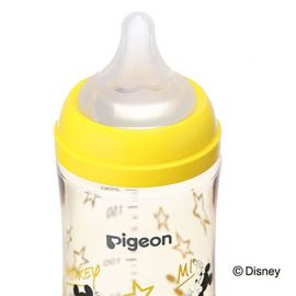 1号仓-贝亲 母乳衔接辅助 轻盈材质 PPSU塑料婴儿奶瓶 米奇图案 240ml Pigeon 母乳实感系列 防摔防胀气 易清洗 宽口径养