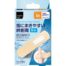 2号仓-松本清matsukiyo 低敏亲肤透气 易于贴合防水创可贴 M号(19×72mm) 20片装 无纺布 防闷热 紧密贴合指尖关节