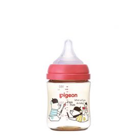1号仓-贝亲 母乳衔接辅助 轻盈材质 PPSU塑料婴儿奶瓶 彩绘小熊图案 SS号 160ml Pigeon 母乳实感系列 防摔防胀气 易清洗 宽口径