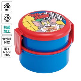 1号仓-SKATER斯凯达 儿童抗菌圆形双层便当盒 附带迷你塑料叉子 汤姆猫和杰瑞鼠图案 500ml 1个