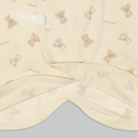 1号仓-阿卡将本铺 100%纯棉 安心柔软 系扣款 初生婴儿连身内衣 6件 小熊小兔图案 淡米色款 新生儿衣服 婴儿打底内衣