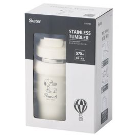 1号仓-斯凯达 双层结构设计 保温保冷  不锈钢双饮口杯 570ml 1个 史努比图案 Skater 带手柄 大容量 防滑杯底