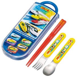 1号仓-SKATER斯凯达 儿童抗菌便携餐具套装 叉子＋勺子＋筷子 普乐路路PLARAIL图案 1套