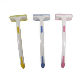 1号仓-贝印 抗菌树脂温和保护肌肤 面部身体两用T型刮毛刀 3支 带防护罩不锈钢刀片