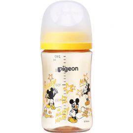 1号仓-贝亲 母乳衔接辅助 轻盈材质 PPSU塑料婴儿奶瓶 米奇图案 240ml Pigeon 母乳实感系列 防摔防胀气 易清洗 宽口径养