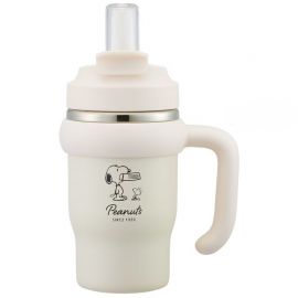 1号仓-斯凯达 双层结构设计 保温保冷  不锈钢双饮口杯 570ml 1个 史努比图案 Skater 带手柄 大容量 防滑杯底