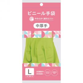 1号仓-松本清matsukiyo 方便穿脱 绿色PVC塑料手套 中厚L号 1双 清洁手套 清洁用品 一次性手套 洗衣手套 清洁手套