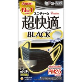 【停产】1号仓-UNICHARM尤妮佳 超快适内里纱布薄款透气防脱妆小颜清凉防飞沫超立体口罩 普通尺寸 5个