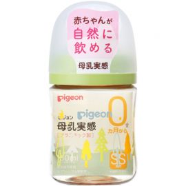 1号仓-贝亲 母乳衔接辅助 轻盈材质 PPSU塑料婴儿奶瓶 彩绘小树图案 SS号 160ml Pigeon 母乳实感系列 防摔防胀气 易清洗 宽口径