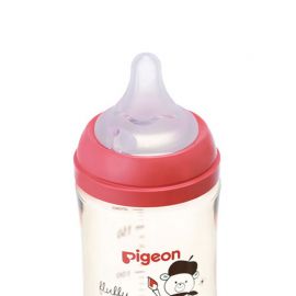 1号仓-贝亲 母乳衔接辅助 轻盈材质 PPSU塑料婴儿奶瓶 彩绘小熊图案 M号 Pigeon 240ml 母乳实感系列 防摔防胀气 易清洗 宽口径