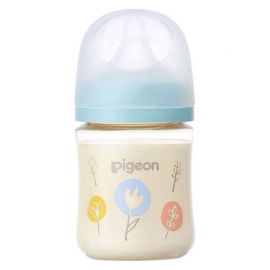 1号仓-贝亲 母乳衔接辅助 轻盈材质 PPSU塑料婴儿奶瓶 花花图案 160ml Pigeon 母乳实感系列 防摔防胀气 易清洗 宽口径