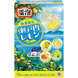 1号仓-安速 柠檬精油 缓和日晒 舒缓疲劳 碳酸浴盐球 混合装 瀬户内柠檬香 12粒 Earth 清爽舒适 维生素C 薄荷醇