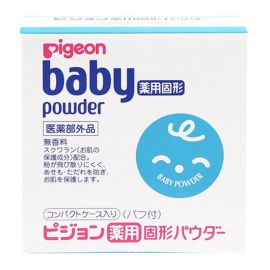 1号仓-贝亲 初生婴儿专用 预防痱子皮肤干燥 无香料固体宝宝爽身粉 45g Pigeon 低刺激 附粉扑 干爽 防痱子红疹 痱子粉 婴儿爽身粉