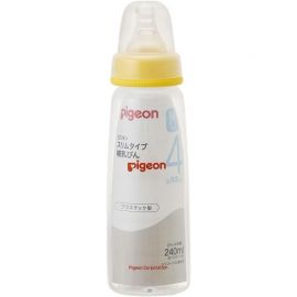 1号仓-贝亲 轻巧便携 耐用安全 塑料婴儿奶瓶 细长型 240ml Pigeon 易清洗 抗摔设计 柔软硅胶奶嘴 方便哺喂
