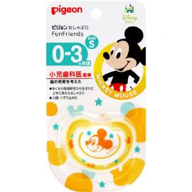 1号仓-贝亲FunFriends 有助牙齿发育 米奇图案安抚奶嘴0~3个月用 S号 1个 Pigeon 舒适吸允安抚入睡