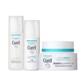 1号仓-Curel珂润 润浸保湿 水乳霜套装 化妆水Ⅲ(滋润型) 150ml+乳液 120ml+滋养乳霜 40g【寒冷地区慎拍，易冻结】