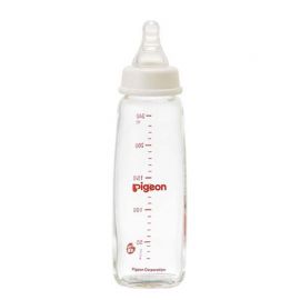 1号仓-贝亲 标准口径不易倒翻 婴儿耐热玻璃奶瓶 细长型 240ml Pigeon 瓶盖可防灰尘附着