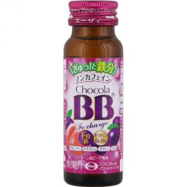 2号仓-Eisai Chocola BB 口服液补铁剂补铁饮 洋李子和桃子风味 50ml×3瓶 Chocola BB 无咖啡因 水果风味 营养补充品