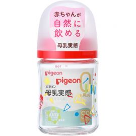 1号仓-贝亲 母乳衔接辅助 易清洗 耐热玻璃奶瓶 音乐会图案 SS号 160ml Pigeon 母乳实感系列 防胀气 宽口径 