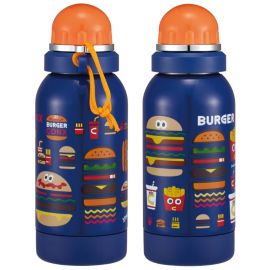 1号仓-斯凯达 不锈钢直饮 便携儿童水壶水杯 580ml 汉堡薯条 1个 Skater 不易生锈 轻巧水杯 常温水水杯 BURGER CONX