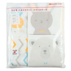 【廃盤】1号仓-阿卡将本铺 婴儿浴巾手帕套装 兔子小熊 8枚