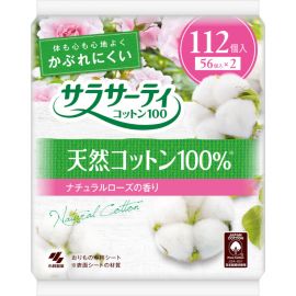 1号仓-小林制药 天然棉面层 透气不闷热 轻柔护垫 112片 玫瑰香 贴合肌肤 柔软触感 蓬松柔软